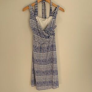 Boden Polka Dot Faux Wrap Jersey Knit Tank Top Dress Size 6 Blue And White